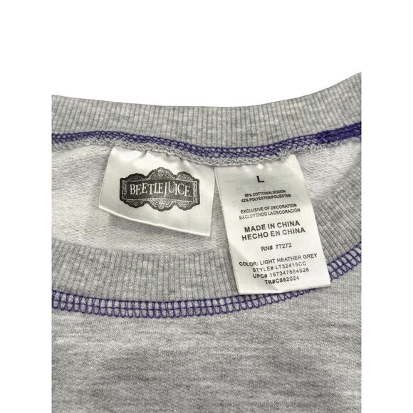 Beetlejuice Womens L Crewneck Gray Sweatshirt "The Ghost With The Most" Fall - Picture 4 of 6